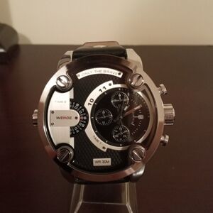 New Dual Time zone Black Weide Men’s Fashion Watch with box